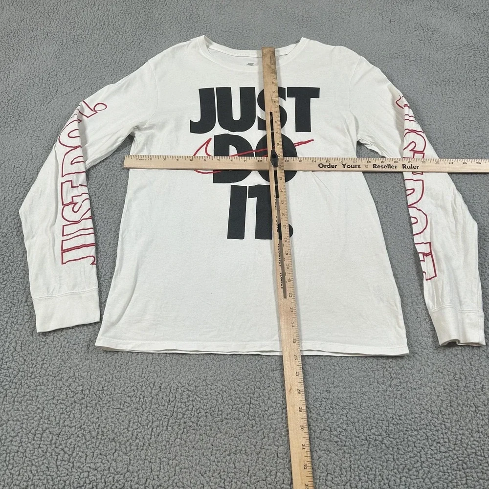 Nike Shirt Mens Medium‎ White Just Do It Long Sleeve Graphic Tee Tagless T-Shirt